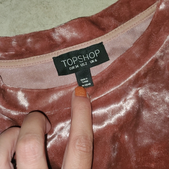 Topshop Rose Pink Crushed Velvet Top Size 2 - Picture 8 of 8